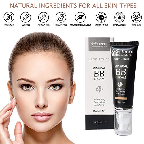 Bella Terra BB Cream Tinted Moisturizer, Mineral Foundation, Concealer