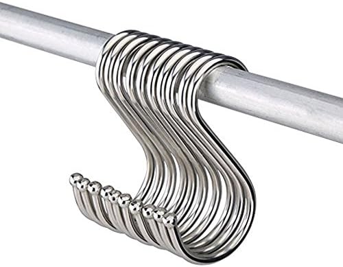 Hook practical S Shaped Hooks in Polished Stainless Steel Metal Size: Large（10 hooks）