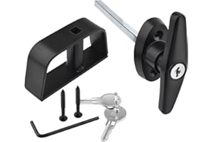 EWONICE Shed Door T-Handle Lock Kit, 4½" Stem with 2 Keys for Storage Shed Door Barn Playhouse and Chicken Coop Door Lock Replacement (4-1/2 Inch Stem)