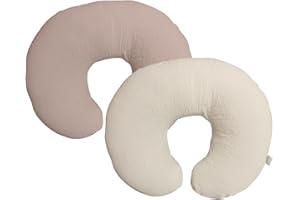 LETHOOLY Nursing Pillow Cover,Muslin Cotton,Removable Cover for Breastfeeding Pillows, 2-Pack Pillow Covers, Ultra-Soft Baby Nursing Pillow, Fits Newborn Feeding Pillow 22.5IN*18IN (Sand)