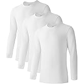 DAVID ARCHY Men's Long Sleeve Undershirts Combed Cotton T-Shirt Ribbed Neck & Cuffs Shirt Casual Basic Plain Tees, 3-Pack