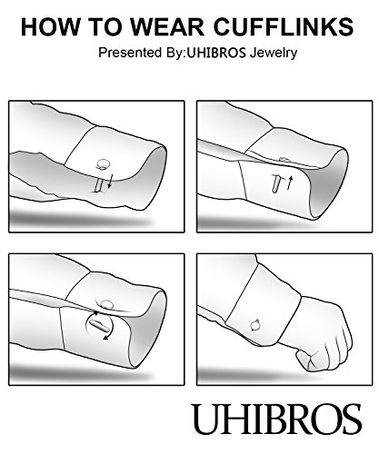UHIBROS Mens Cuff Links Stainless Steel Round Screw Cap Agate Tuxedo Cufflinks For Men Formal Cuff Shirt