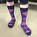 SUTTOS Men's Custom Elite Casual Fun Purple Argyle Jacquard Plaid Cotton Knit Mid Calf Crew Dress Socks,2 Pairs OS