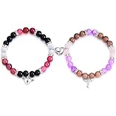 Caiyao Matching Couples Bracelets Friendship Bracelets Heart Stone Beads Lock Key Angel Wing Distance Promise Bracelet for Best Friends Bff Couples Valentine's Day
