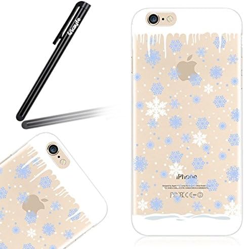 iPhone 7 Case,iPhone 7 Cover,iPhone 7 Silicone Case,Ukayfe Case for iPhone 7 4.7 inch Cute Snowflake Blue Flower Pattern Clear Soft TPU Gel Protective Back Case Cover with 1x Black Stylus Pen