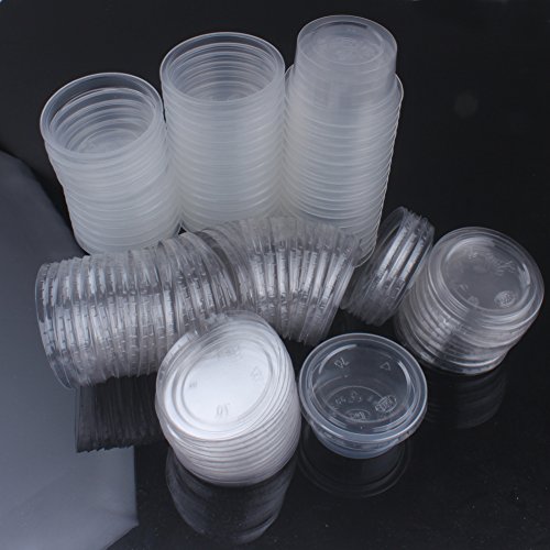 Zicome Plastic Disposable Portion Cups Souffle Cup with Lids, 3-Ounce, 100-Pack