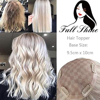 Full Shine Balayage Topper Ash Blonde Invisible Toppers 8 Inch Nordic Blonde Hair Topper Clip In Toupee Piece Human Hair 35g Silk Soft Base 9 5x10cm