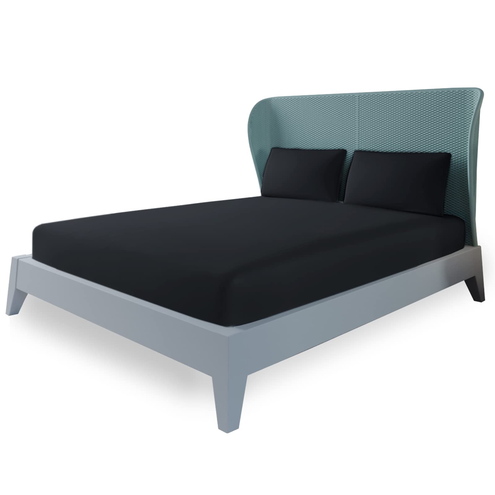 LivinEase King Size Fitted Sheet -10inch(26cm) Deep Cotton Blend Kingsize Fitted Sheets -Bobble Free, Easy Care, Soft and Comfortable balck King Size Bed Sheets (Black, King)