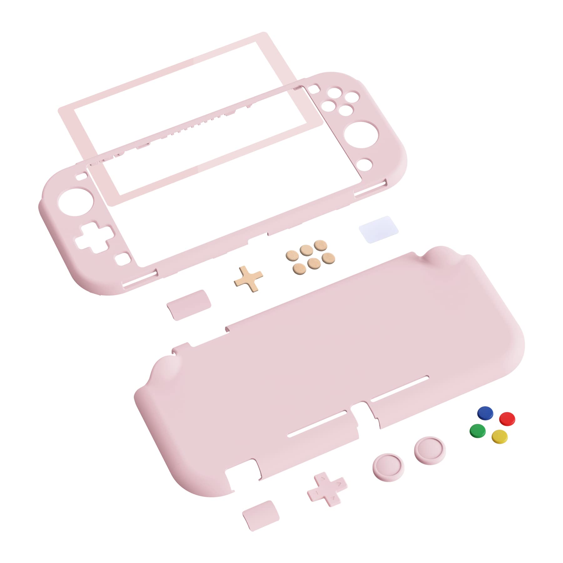 eXtremeRate PlayVital Protective Grip Case for Nintendo Switch Lite, Cherry Blossoms Pink Hard Cover Protector for Nintendo Switch Lite - 1 x White Border Tempered Glass Screen Protector Included