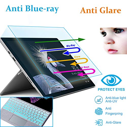 Anti Blue Light Anti Glare Screen Protector Fit Microsoft Surface Pro 6/Surface Pro (5th Gen)/Surface Pro 4 12.3″ with Gift Keyboard Cover,Eyes Protection Filter Reduces Eye Strain