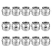 15 Magnetic Spice Tins with Strong Clear Top Lid. Stainless Steel Round Storage Spice Jar, Shake or Pour lid, Magnetic Canisters, Magnetic on Refrigerator and Grill. Set of 15 Tins.