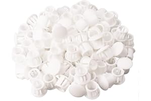 Alamic Hole Plugs 3/8" Plastic Flush Type Hole Plugs Snap in Locking Hole Tube Screw Caps Drilling Cover Plugs Fastener Covers for Kitchen Cabinet Furniture White 100 Pack