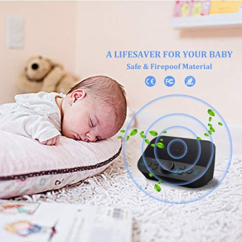 Reacher White Noise Sound Machine- 28 Non-looping Soothing Sounds, High Quality Speaker, Headphone Jack, Memory Function, 4 Timer, Sleeping Therapy for Baby/Kids/Adults/Home/Office Privacy, Black