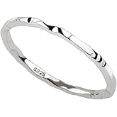 925 Sterling Silver Minimalist Hammered Textured Thin Knuckle Midi Stacking Rings