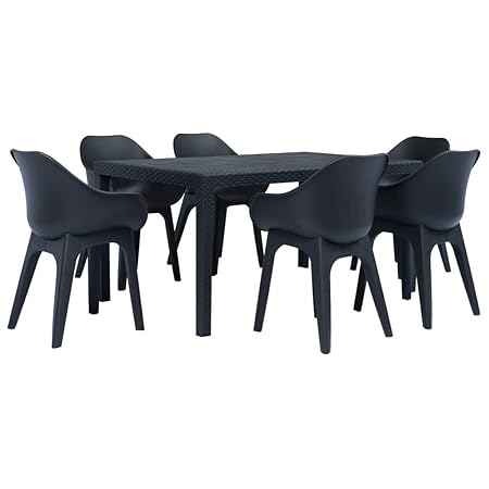 Vidaxl Set Pranzo Da Giardino 7 Pz Plastica Antracite Tavolo