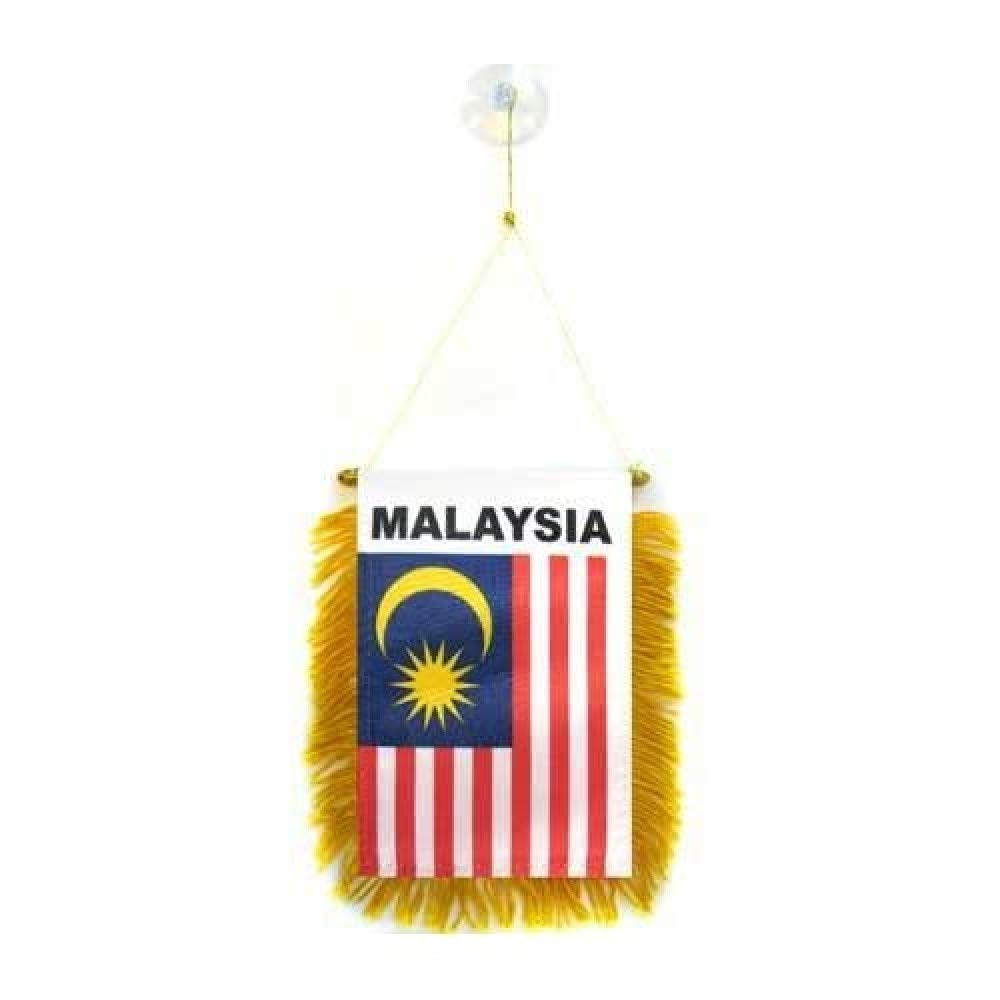 AZ FLAG - Malaysia Mini Banner - 6'' x 4'' - 100% Polyester Malaysian Small Pennant for Car - Double-sided Flag with Suction Cup Hanger