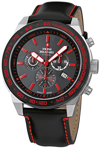 Swiss military Mens Analog Swiss Quartz Watch with Leather Bracelet SM34030.04