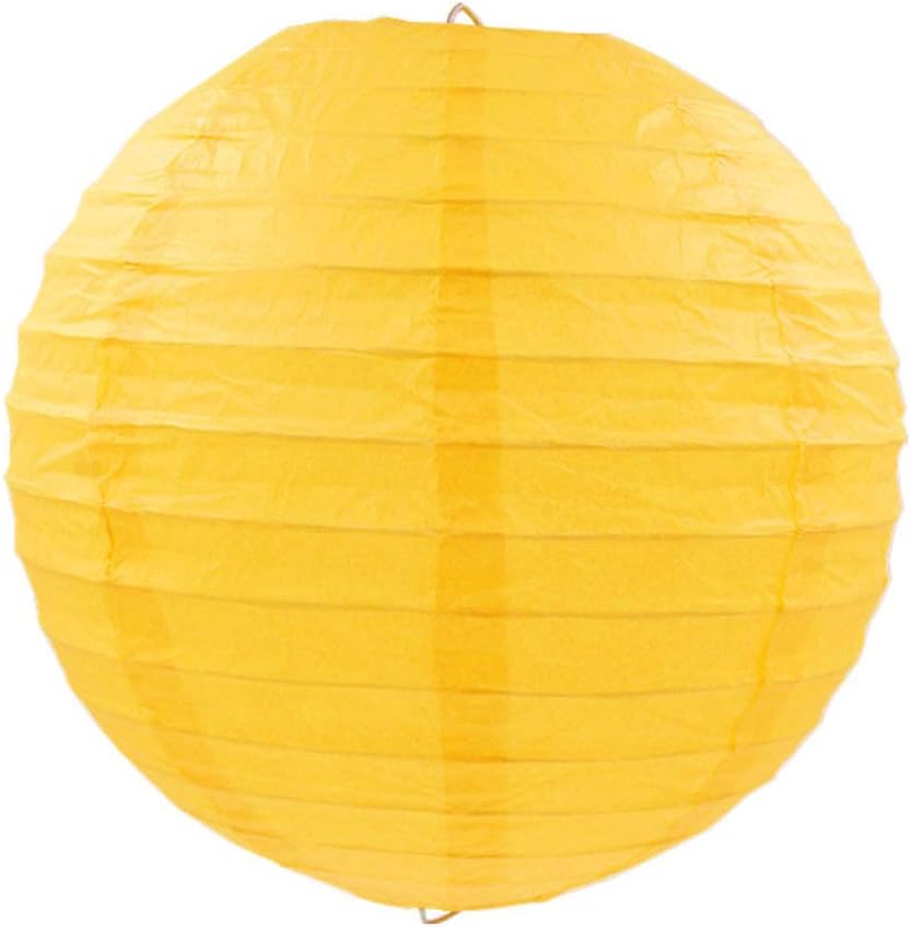Round Chinese Paper Lanterns Tissue Paper Flower Balls,Yellow,16inch 40cm