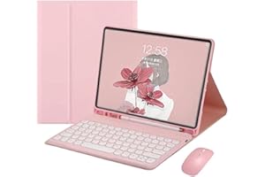 AnMengXinLing Keyboard and Mouse Combo for Galaxy Tab S10 Plus/S9FE Plus/S9Plus/S8Plus/S7Plus/S7FE, Round Keys Detachable Mag