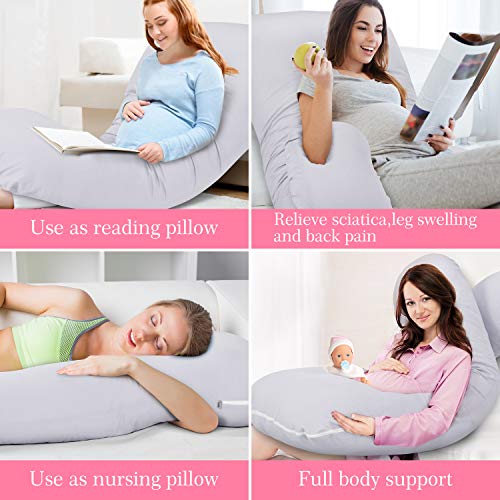 Victostar Pregnancy Pillow,57'' U Shaped Maternity Pillow with Removable Cover Full Body Pillow Support for Back, Hips, Legs, Belly (Gray)