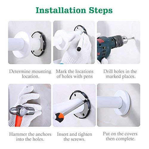 Anti-Slip Grab Rail, Sanliv Concealed Mount Safety Bath and Shower Grab Bar (1.38 x 17 Inch, White)