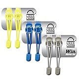 LOCK LACES (Elastic No Tie Shoe Laces) (Pack of 3) (Neon Yellow-Blue-Gray)