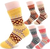 JiYe Thermal Fuzzy Wool Socks Women Cozy Winter Crew Socks 5-Pack