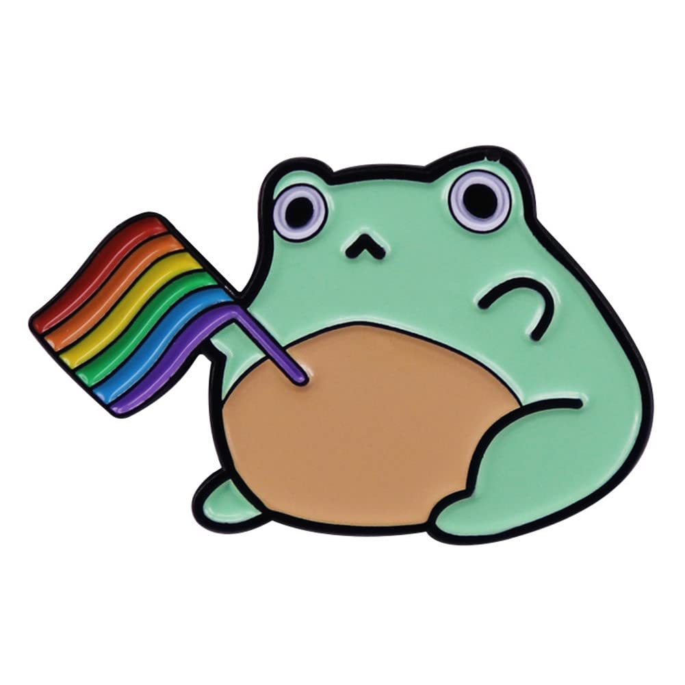Cartoon Cute Rainbow Flag Frog Brooch Gay Badge Animal LGBT Enamel Pin Couple Accessories Clothes Bag Jacket Fashion Jewelry