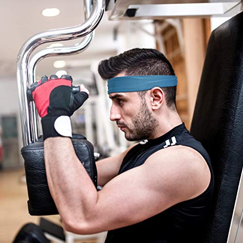 Sports Headbands for Men and Women - Lightweight Sweat Band Moisture Wicking Workout Sweatbands for Running, Cross Training, Yoga and Bike (4 Pack)
