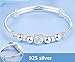 LMCIEZR Women's Simple Sterling Silver Beads Bangle Bracelet Transfer Lucky Beads Bracelet Cuff Bracelet Bangle with Open Design