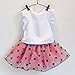 FEITONG Kids Girls Rabbit Bow Pattern Shirt Top Polka Dot Skirt (Age:4-5Y, Pink )