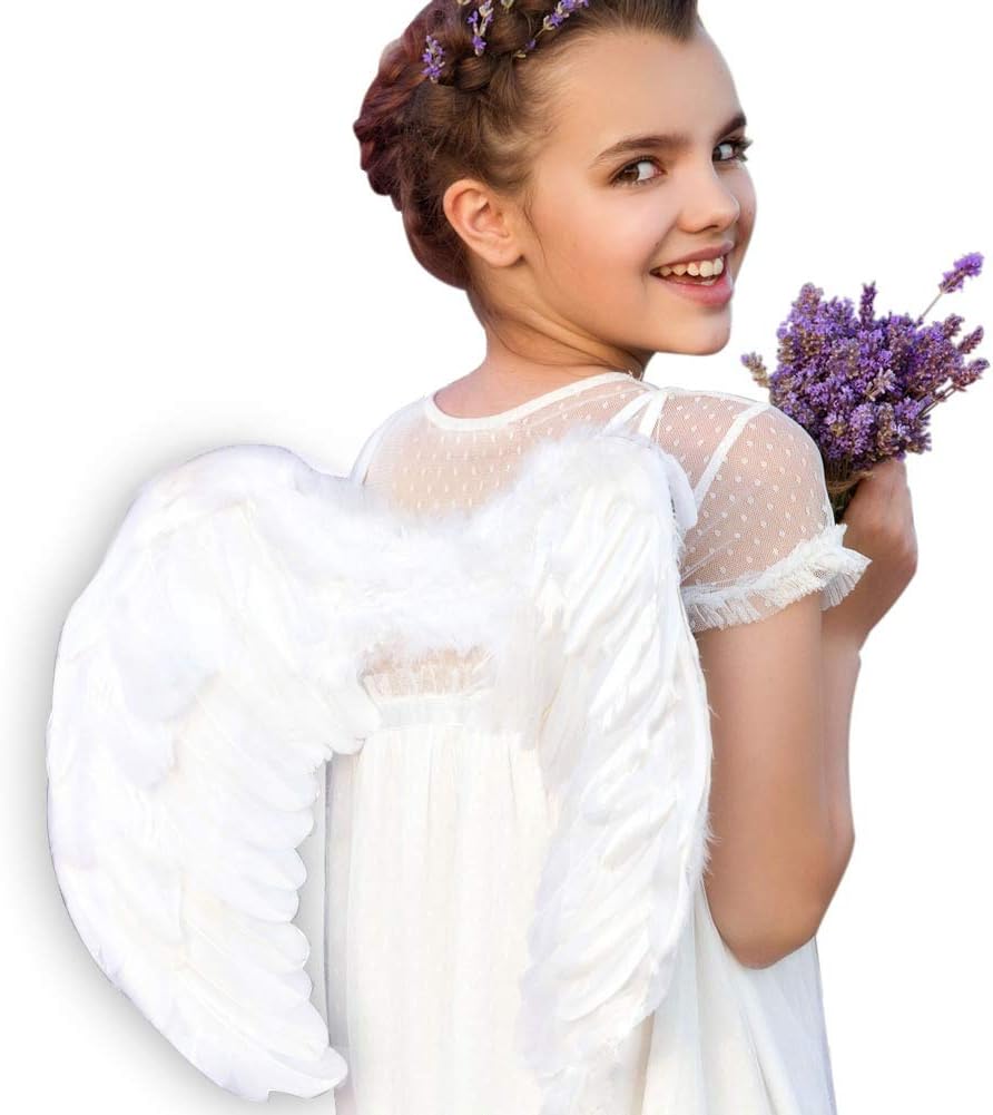 Angel Wings and Halo for Kids Halloween Costume Feather Angel Wing for Girls Women Adult