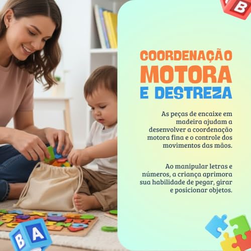 Kit Brinquedos Educativos Madeira MDF | 4 em 1 | Alfabeto, Números, Vogais e Formas | Didático e Seguro
