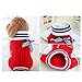 Mikey Store Pet Dog Clothes Soft Thickening Warm Stripe Polar Fleece Winter Clothes (Red 2, XS)