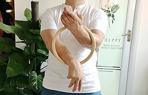 Wing Chun Training Ring Bamboo Rattan Stainless Ring Wall Punch Pad Yongchun Yewen Sau Sticky Hand Leg Strength Training Tsun Siu Lum Kung Fu Rings Taiji (Rattan Ring, 350mm) - Thumbnail 4