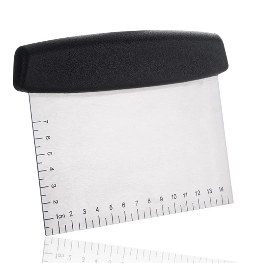 Hoshen 6.5-Inch Multi-Function Rectangle Stainless Steel Flour Cutter, Double Scale Dough Cutter, Flour Cutter, Flour Spatula