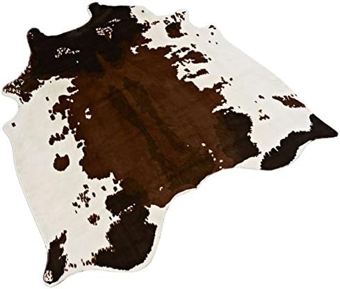 Non-Slip Cow Print Rug 4.3x4.6 Feet Faux Cow Hide Rug Animal Printed Rug Carpet for Home Décor. (Cow)