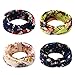 Hippih 4 Pack Women's Headbands Elastic Turban Head Wrap Floal Style Twisted Knotted Hair Band