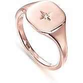 PAVOI 14K Gold Plated Engraved Signet Ring with North Star | Lightweight Thick Statement Rings for Women | Everyday Jewelry