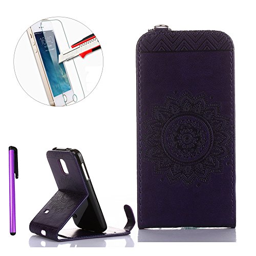 Samsung Galaxy S5 Minni Case, ISADENSER Case for Samsung S5 Mini PU Leather  Stand Flip Wallet Embossed Mobile Phone Cover Up And Down Open +1pcs - Main Image