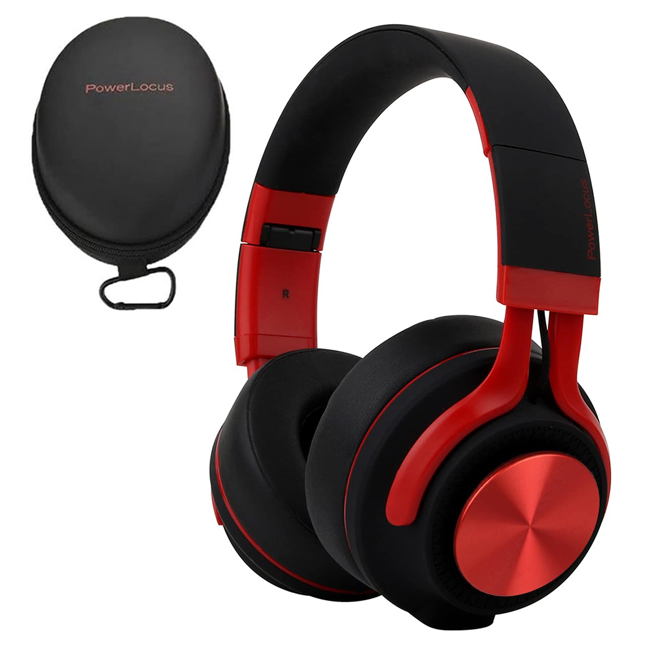 PowerLocus P3 Bluetooth Headphones Over-Ear, [40h Playtime, Bluetooth V5.0] Wireless Headset Hi-Fi Stereo Headphone, Foldable with Mic, Deep Bass, Wired Mode for Cell Phones/Laptop/PC/TV (Matt Red)