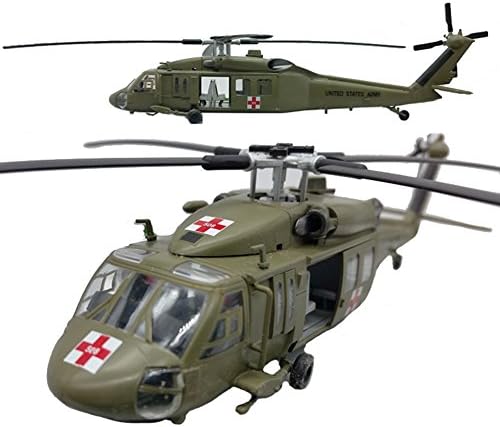 ASENER Sikorsky 1/72 Scale UH-60A Utility Helicopter Black Hawk Diecast Model - US Rescue Force
