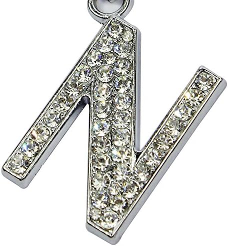 A-Z New Bling Alphabet Letter Metal Keyring Sparkly Diamante 26 Letter Keychain-N