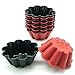 Freshware 12-Pack Silicone Flower Reusable Cupcake and Muffin Baking Cup, Black and Red Colors