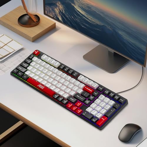 AOC GK116 Teclado com fio, Teclado Membrana Gamer RGB, Compatível com PC e Notebook, Jogo E Escritório
