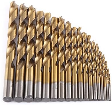 19pcs 1-10mm HHS Titanium Coated Twist Drill Bit Set Straight Shank Quick Change Spiral Drill