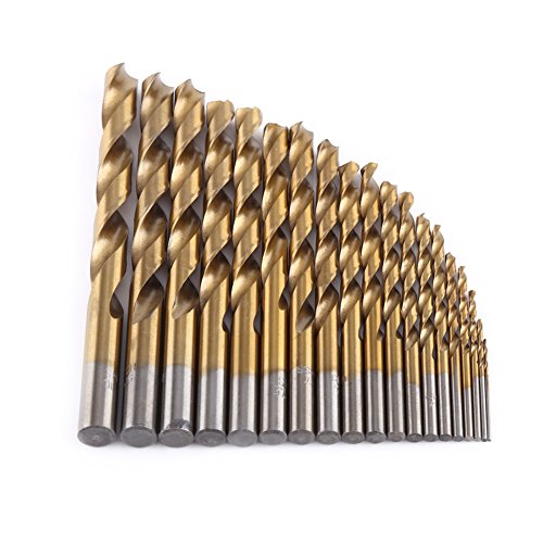 19pcs 1-10mm HHS Titanium Coated Twist Drill Bit Set Straight Shank Quick Change Spiral Drill