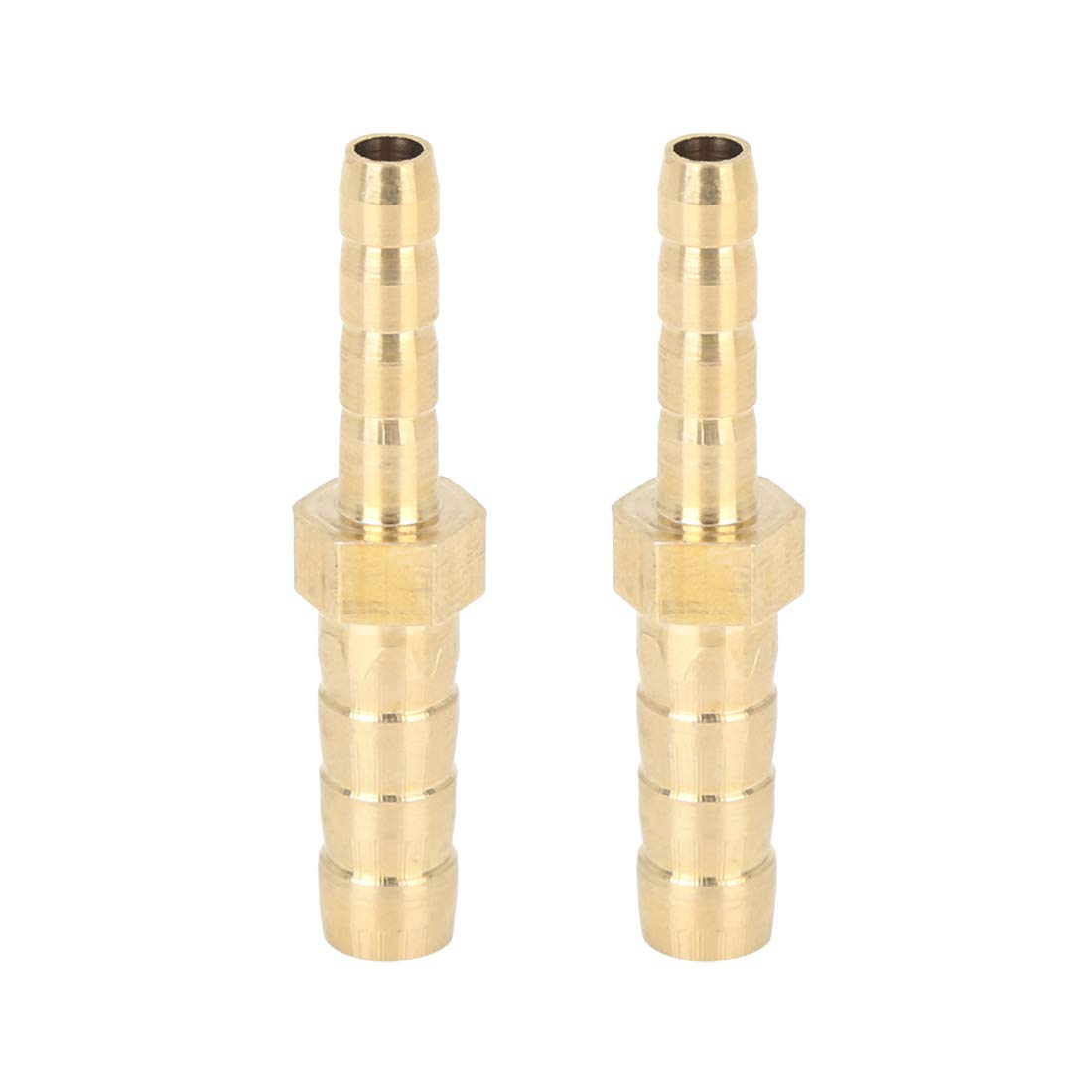 X AUTOHAUX 2 Pcs 6mm to 4mm Brass Barb Hose Fitting Straight Connector Adaptor for Air Water Gas Oil