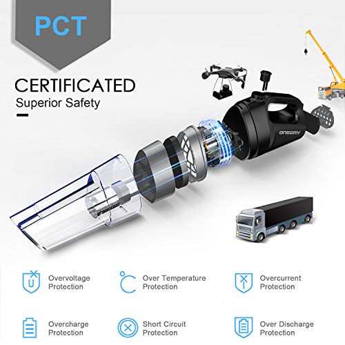 oneday Cordless Vacuum Cleaner Rechargeable Handheld Vacuum Cyclonic Suction Low-noise with 6 Accessories for Home Office Floor Car Pet