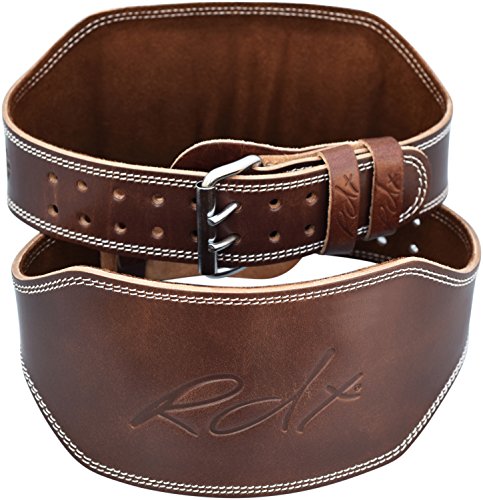 Rdx cow hide leather weight lifting 6" belt back support str…